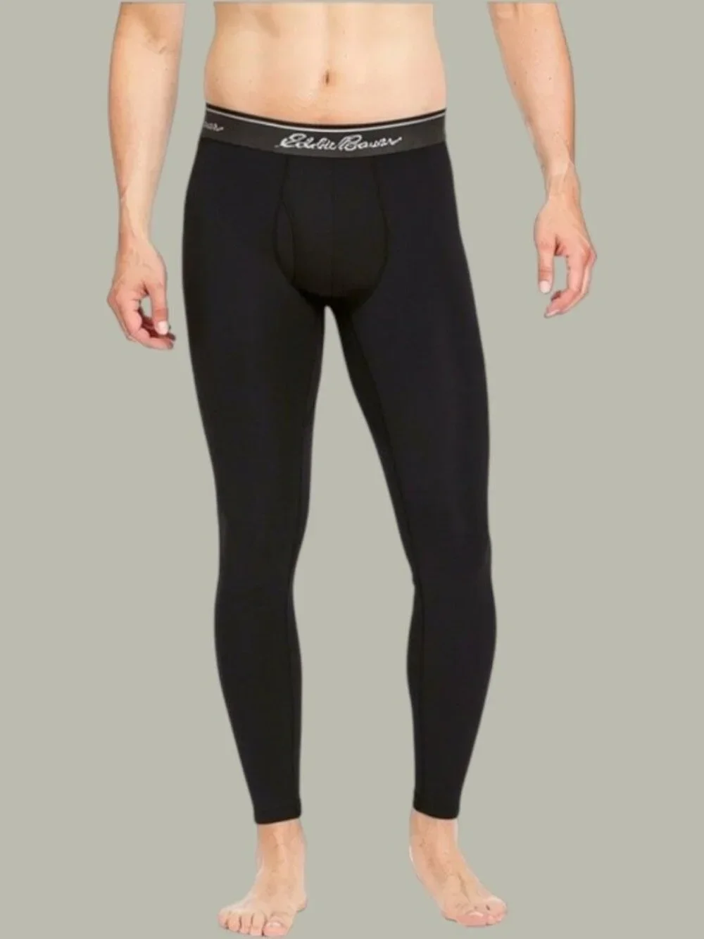 Eddie Bauer Mens XL Baselayer Pants Grid Fleece Thermal Stretch Black NEW